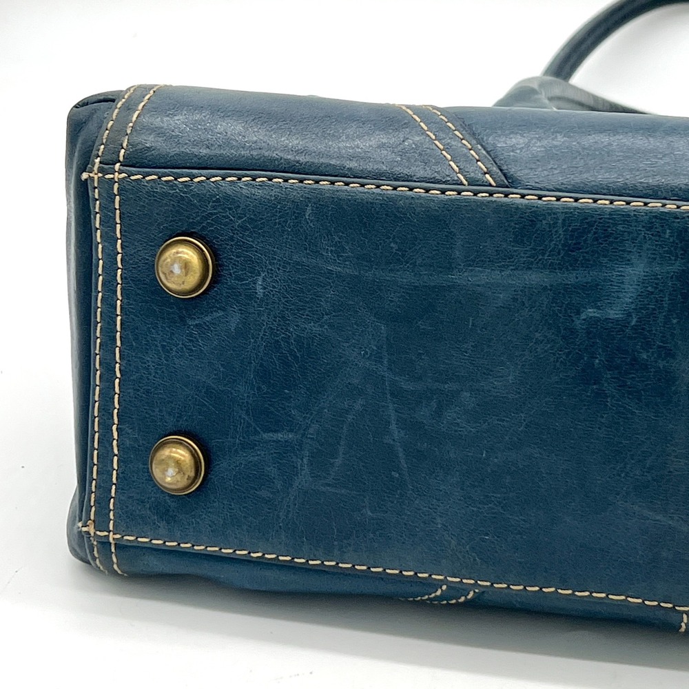 Vintage Wilsons Denim Blue Saddle Leather Purse Shoulder Bag Satchel Y2K - Picture 8 of 15